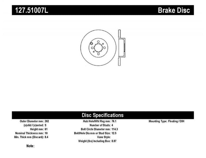 Brake Rotor Rear Left Drilled Slotted - StopTech 2005 Hyundai Sonata