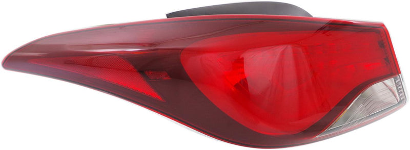 Tail Light Left Single Clear Red Sedan W/ Bulb(s) - Replacement 2014-2016 Elantra